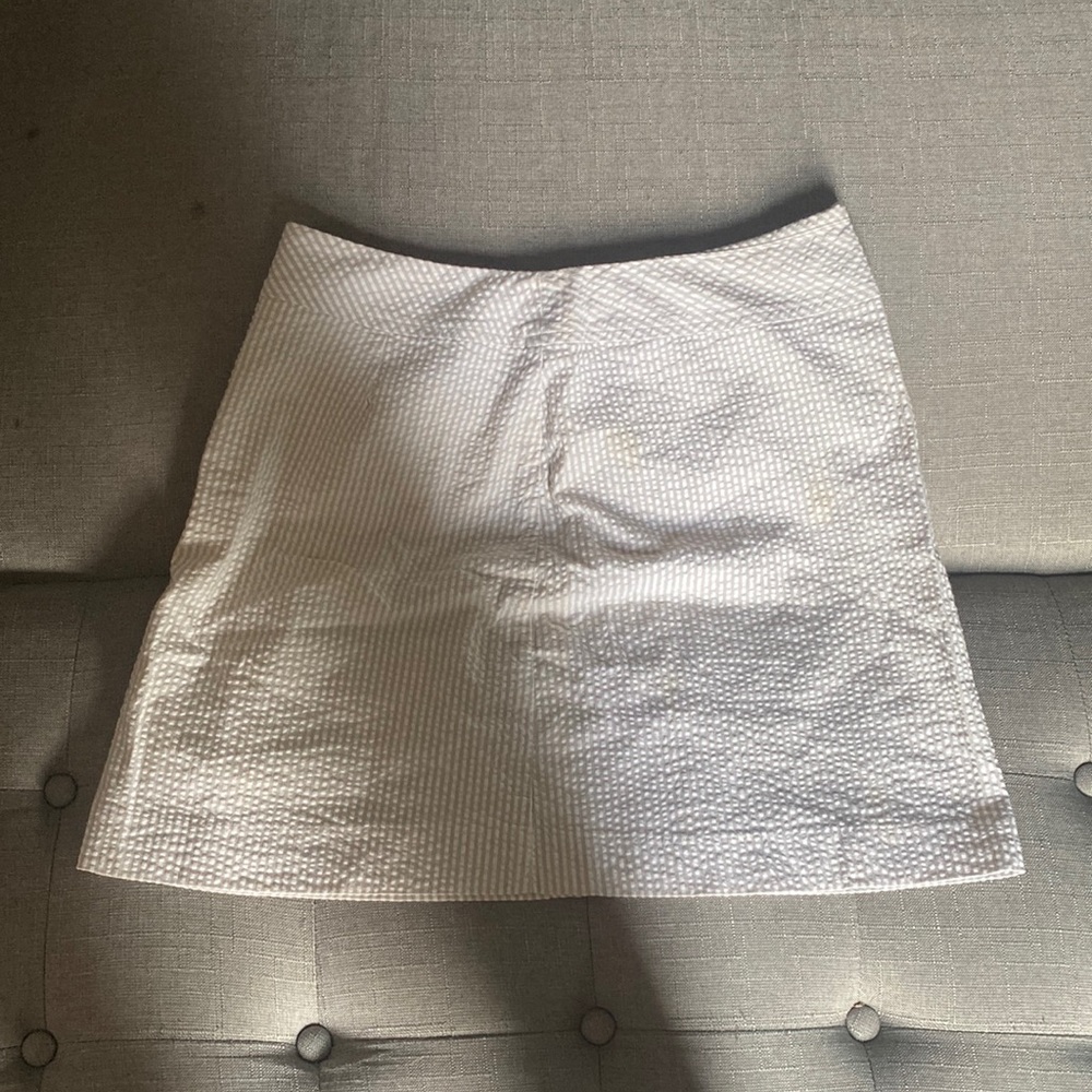 Tan and white cotton mini skirt